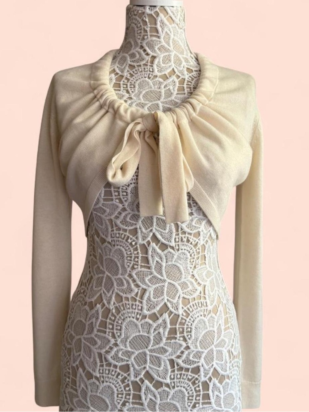 W by Worth Vintage Cream Knit Bolero M